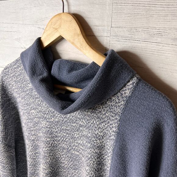 J Jill Pullover Womens Size Large Blue & White Marled Colorblock Cowl Neck - Picture 9 of 16